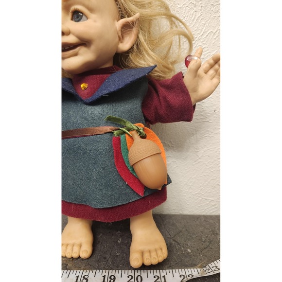 Berenguer Elf Doll Blonde Hair Pointed Ears Felt Outfit Acorn Pouch Ring RARE - Picture 2 of 7